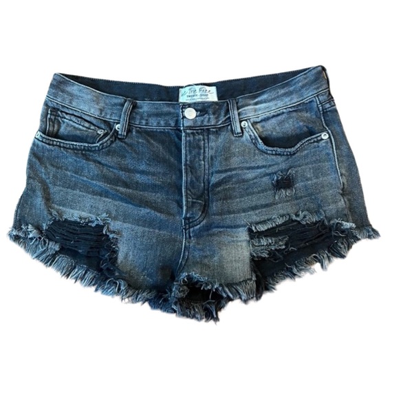 Free People We The Free Black Denim Shorts Size 28 - Picture 1 of 6
